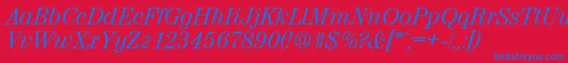 ValenciaSerialRegularitalicDb Font – Blue Fonts on Red Background