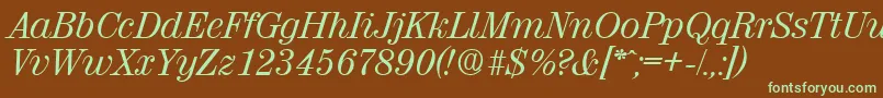 ValenciaSerialRegularitalicDb Font – Green Fonts on Brown Background