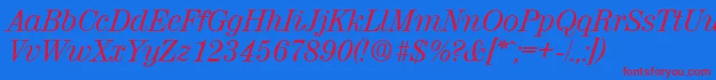 ValenciaSerialRegularitalicDb Font – Red Fonts on Blue Background