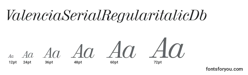 Größen der Schriftart ValenciaSerialRegularitalicDb