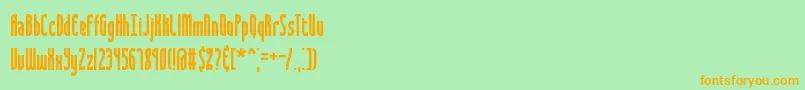 フォントSaunder – オレンジの文字が緑の背景にあります。