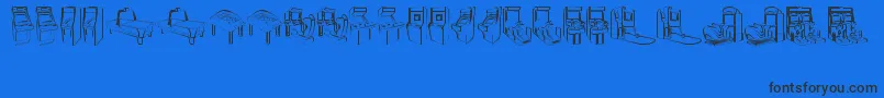 Arcadevideogames-Schriftart – Schwarze Schriften auf blauem Hintergrund