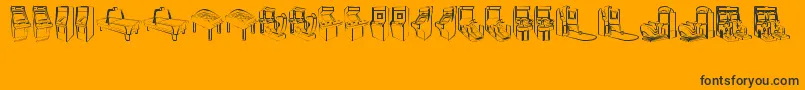 Weitere Informationen zur Arcadevideogames-Schriftart Arcadevideogames-Schriftart – Schwarze Schriften auf orangefarbenem Hintergrund