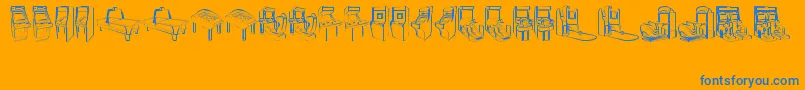 Arcadevideogames-Schriftart – Blaue Schriften auf orangefarbenem Hintergrund