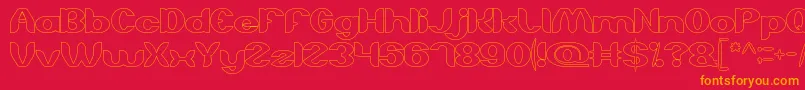 AboutYouHollow-Schriftart – Orangefarbene Schriften auf rotem Hintergrund