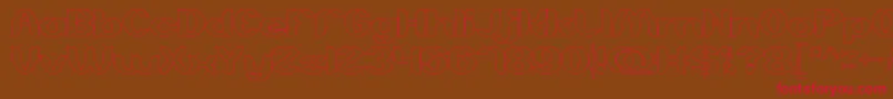 フォントAboutYouHollow – 赤い文字が茶色の背景にあります。