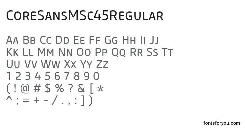 Шрифт CoreSansMSc45Regular – алфавит, цифры, специальные символы