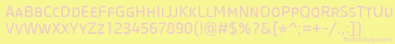 Więcej informacji o czcionce CoreSansMSc45Regular Czcionka CoreSansMSc45Regular – różowe czcionki na żółtym tle