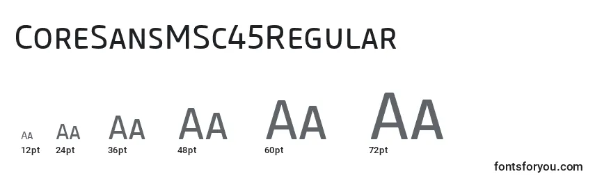 Размеры шрифта CoreSansMSc45Regular