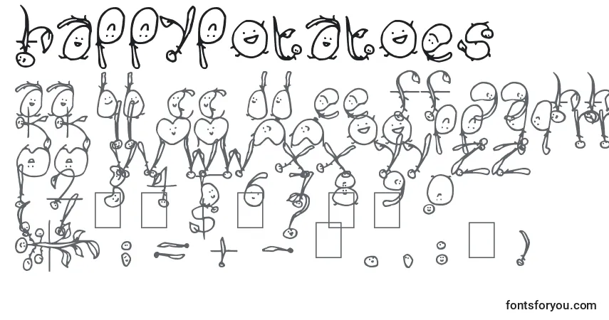 A fonte HappyPotatoes – alfabeto, números, caracteres especiais