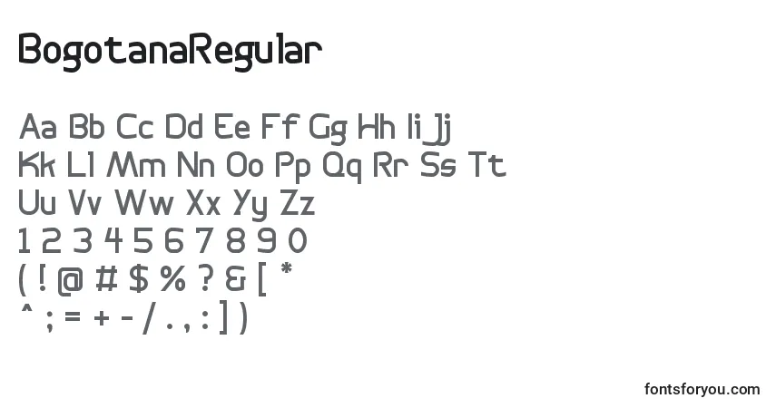 BogotanaRegular-fontti – aakkoset, numerot, erikoismerkit