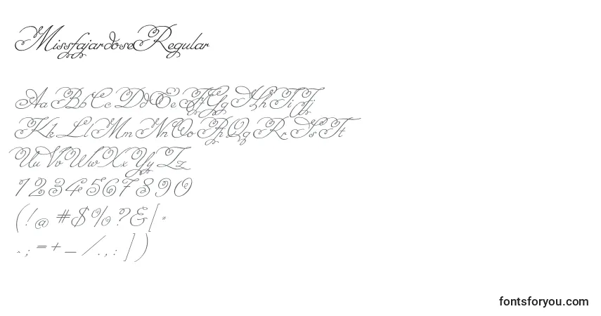 Czcionka MissfajardoseRegular – alfabet, cyfry, specjalne znaki