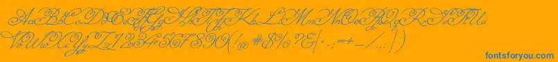 Czcionka MissfajardoseRegular – niebieskie czcionki na pomarańczowym tle