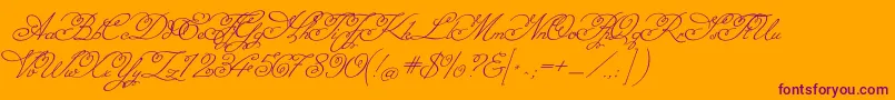 MissfajardoseRegular-Schriftart – Violette Schriften auf orangefarbenem Hintergrund