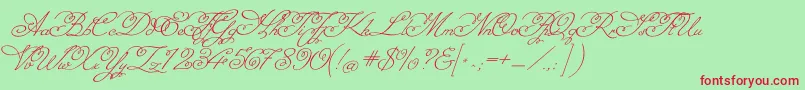 MissfajardoseRegular Font – Red Fonts on Green Background