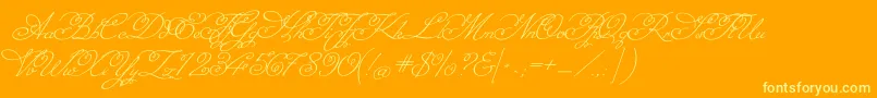 MissfajardoseRegular-Schriftart – Gelbe Schriften auf orangefarbenem Hintergrund