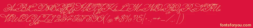 MissfajardoseRegular Font – Yellow Fonts on Red Background