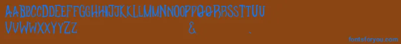 Apotheque-Schriftart – Blaue Schriften auf braunem Hintergrund