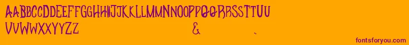 Apotheque-Schriftart – Violette Schriften auf orangefarbenem Hintergrund