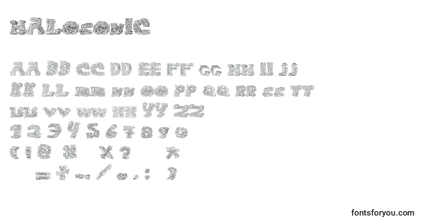 Czcionka HaloSonic – alfabet, cyfry, specjalne znaki