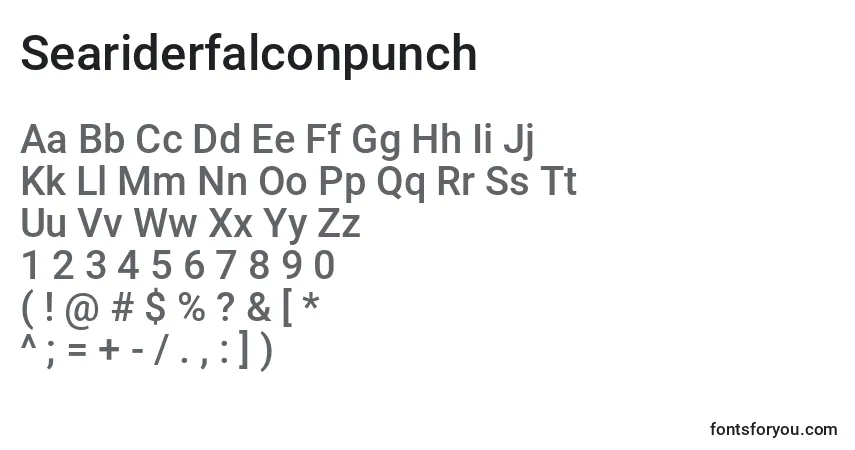 A fonte Seariderfalconpunch – alfabeto, números, caracteres especiais