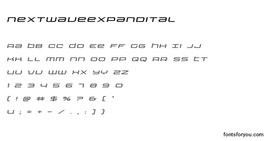 Fuente Nextwaveexpandital - alfabeto, números, caracteres especiales