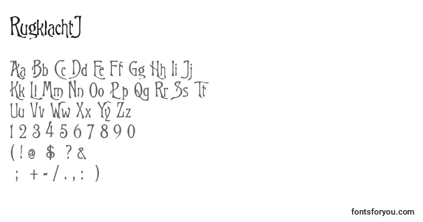 Schriftart RugklachtJ – Alphabet, Zahlen, spezielle Symbole