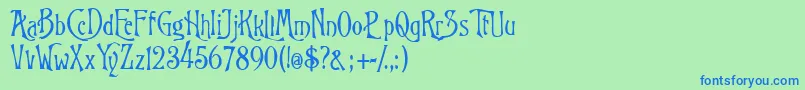RugklachtJ-fontti – siniset fontit vihreällä taustalla