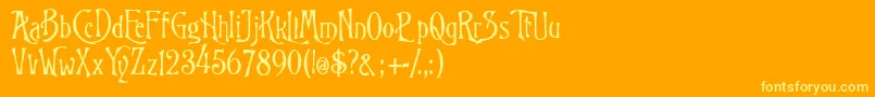 RugklachtJ Font – Yellow Fonts on Orange Background
