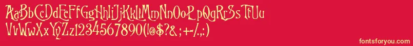 RugklachtJ Font – Yellow Fonts on Red Background