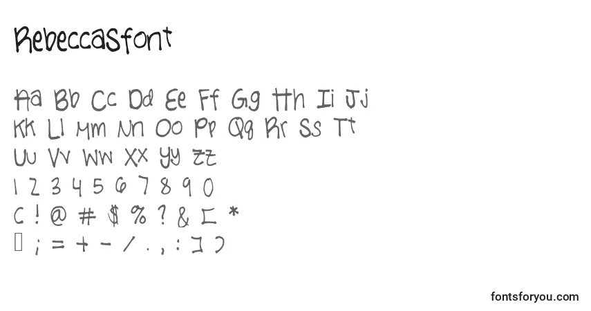 Czcionka RebeccaSfont – alfabet, cyfry, specjalne znaki