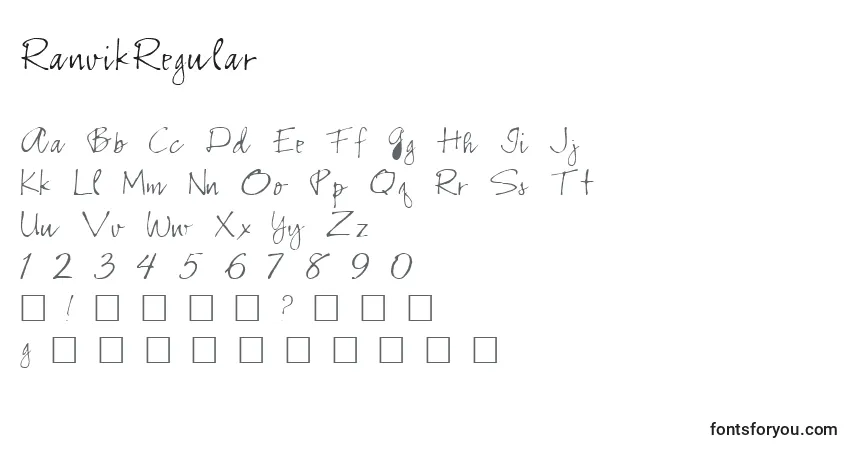 Czcionka RanvikRegular – alfabet, cyfry, specjalne znaki