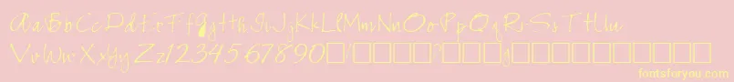 RanvikRegular-Schriftart – Gelbe Schriften auf rosa Hintergrund