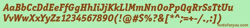 OfficinaSerItcExtraBoldItalic-fontti – ruskeat fontit vihreällä taustalla