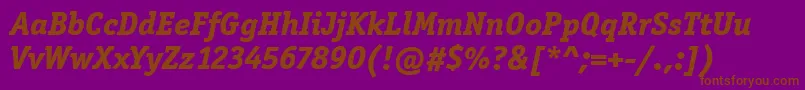 フォントOfficinaSerItcExtraBoldItalic – 紫色の背景に茶色のフォント