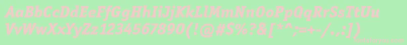 フォントOfficinaSerItcExtraBoldItalic – 緑の背景にピンクのフォント