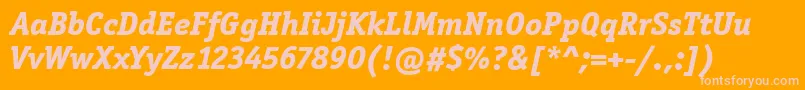OfficinaSerItcExtraBoldItalic-fontti – vaaleanpunaiset fontit oranssilla taustalla