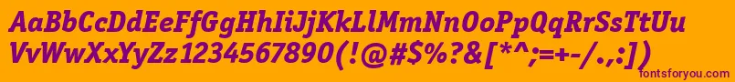 OfficinaSerItcExtraBoldItalic Font – Purple Fonts on Orange Background