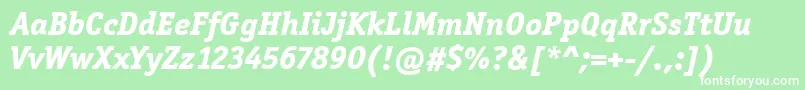 OfficinaSerItcExtraBoldItalic Font – White Fonts on Green Background