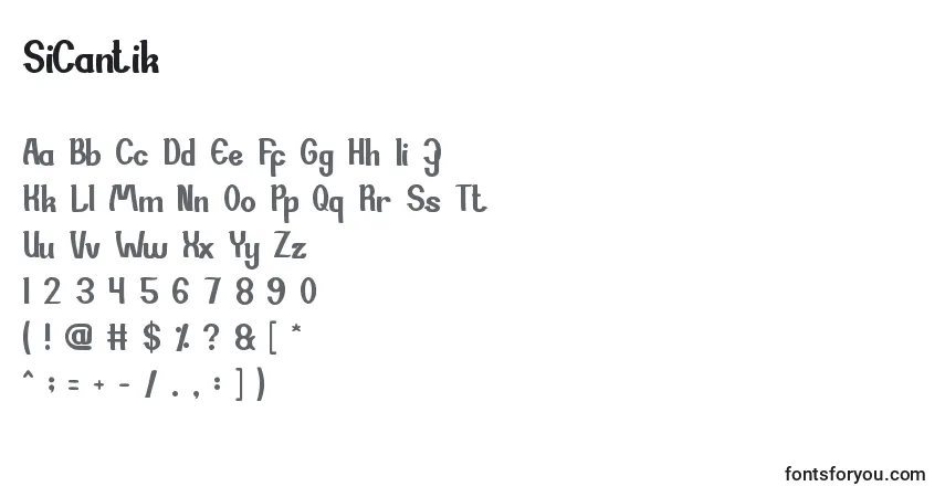 Czcionka SiCantik – alfabet, cyfry, specjalne znaki