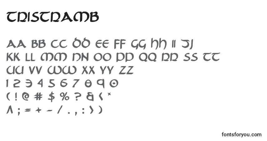 A fonte Tristramb – alfabeto, números, caracteres especiais