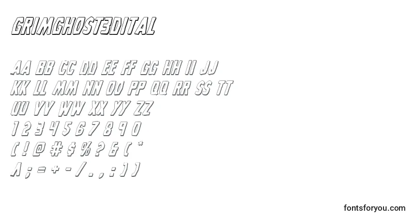 Czcionka Grimghost3Dital – alfabet, cyfry, specjalne znaki