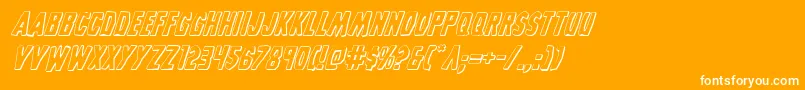 Grimghost3Dital-Schriftart – Weiße Schriften auf orangefarbenem Hintergrund