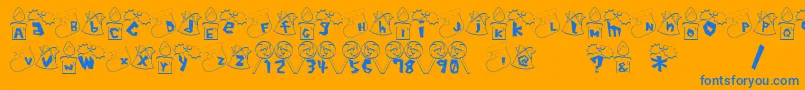 XmasFont Font – Blue Fonts on Orange Background