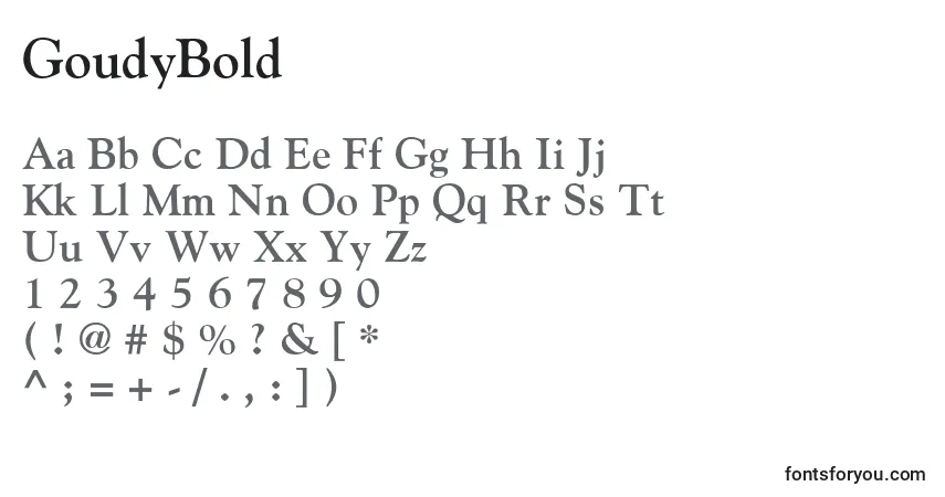 Шрифт GoudyBold – алфавит, цифры, специальные символы