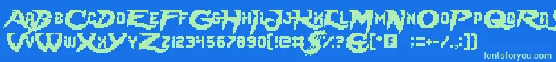 LadyRadical Font – Green Fonts on Blue Background
