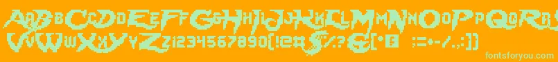 Fonte LadyRadical – fontes verdes em um fundo laranja