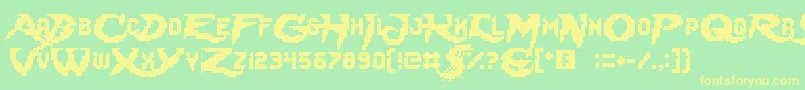 LadyRadical Font – Yellow Fonts on Green Background