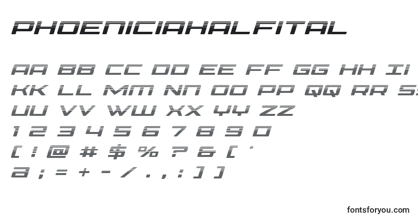 Schriftart Phoeniciahalfital – Alphabet, Zahlen, spezielle Symbole