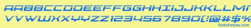 フォントPhoeniciahalfital – 青い文字が黄色の背景にあります。